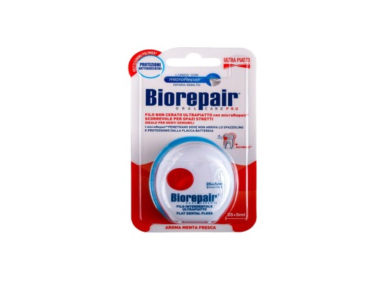 Biorepair Filo Non Cerato Ultrapiatto - зубная невощеная ультра-плоская нить, для чувствительных зубов (30м), Biorepair / Италия